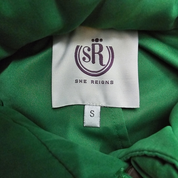 NWT She Reigns Womens Rain Coat Sz S Green Water Repellant Hi Low USA - Picture 14 of 16